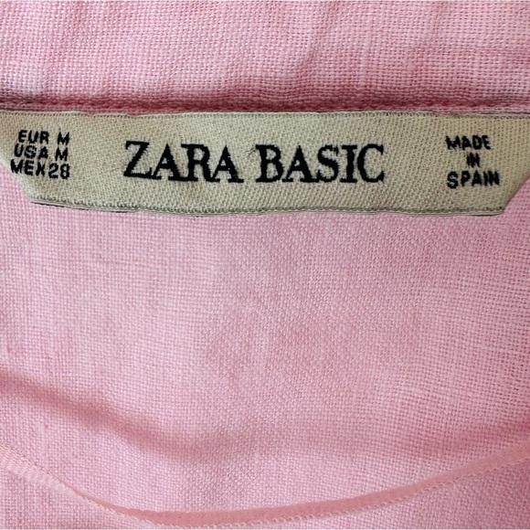 Zara Basic 100% linen pink long sleeve button down shirt - Picture 7 of 9